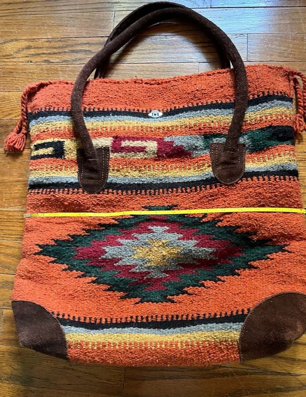 El Paso Saddleblanket Co. Handmade Wool Aztec Southwestern Woven Tote Bag Boho W